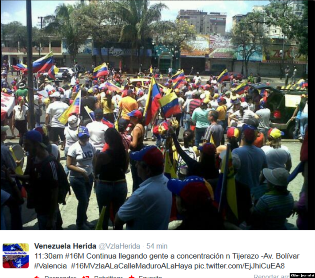Imágenes en twitter de marchas en Venezuela&nbsp; el 16 de marzo