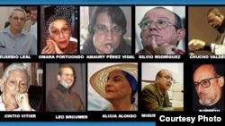 Algunos de los intelectuales firmantes del "Mensaje desde La Habana para amigos que están lejos", 2003.
