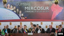 El presidente venezolano, Nicolás Maduro en la cumbre del Mercosur en Caracas (Venezuela). 