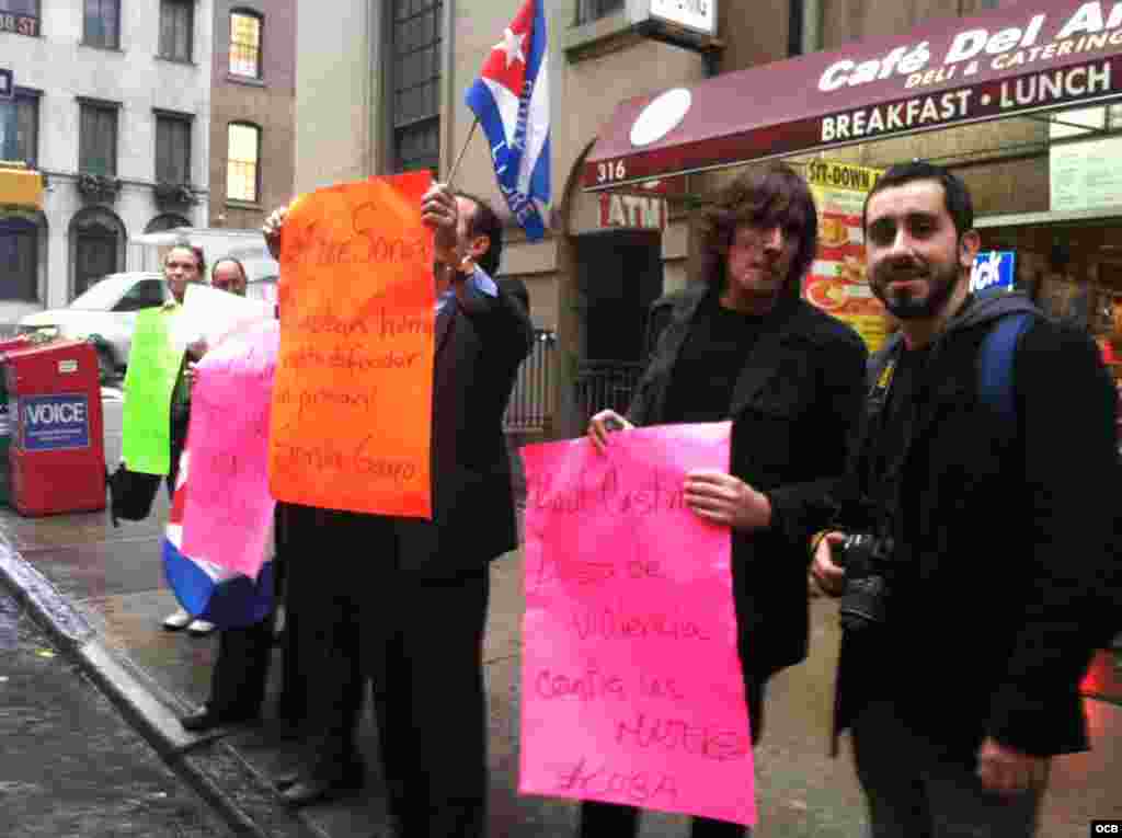 Protesta en New York por la libertad de Sonia Garro/ Cortesía de Carmen María Rodríguez