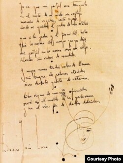Manuscrito de un soneto de Federico García Lorca.