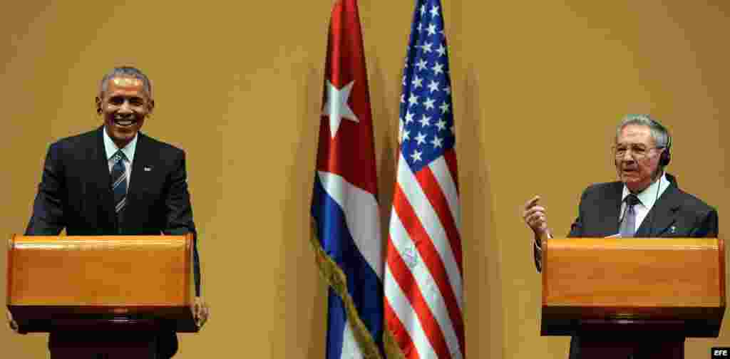 Rueda de prensa de Barack Obama y Raúl Castro en La Habana, Cuba.