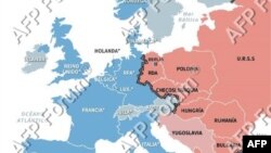 Mápa del Telón de Acero que dividió Europa durante la Guerra Fría entre 1952 y 1989