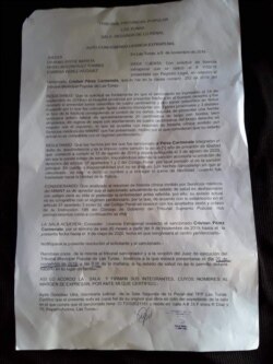 Licencia extrapenal por 6 meses concedida a Cristian Pérez Carmenate.