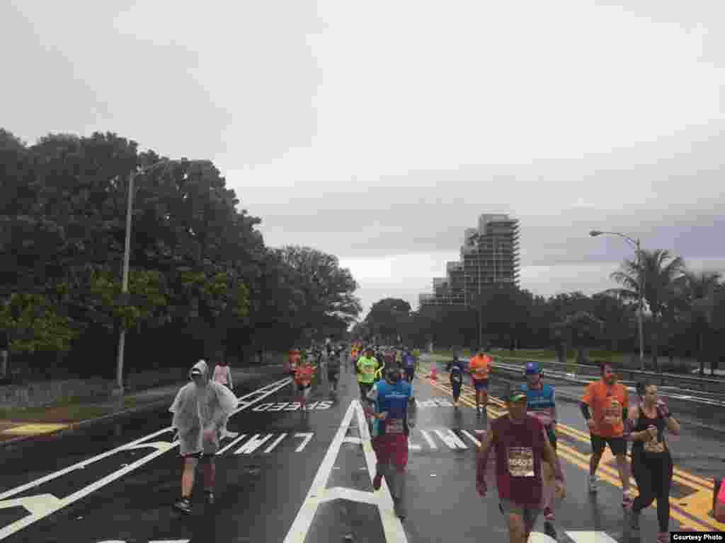 Trayecto de la carrera del Miami Marathon desde Miami beach hasta el Downtown.