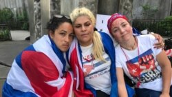 Activistas cubanas se declaran en huelga de hambre frente a la ONU. (Foto: Carmen María Rodríguez)
