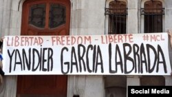 Activistas en el exilio piden libertad para Yandier García Labrada. (Cubanos Libres de Bélgica/Archivo)