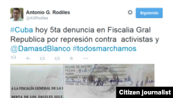 Reporta Cuba Entregan denuncia Fiscalía Twitter AGRodiles
