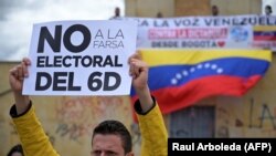 Venezolanos en Colombia, en rechazo a las elecciones del 6 de diciembre de 2020 (Raúl Arboleda / AFP).