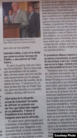 Lincoln Díaz-Balart entrevistado por El Tiempo de Colombia.
