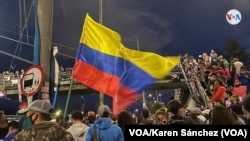 Manifestaciones pacíficas en el día número 15 del paro nacional en Colombia. Portal del Norte, en Bogotá, Colombia, el miércoles 12 de mayo de 2021. Foto: VOA/Karen Sánchez.