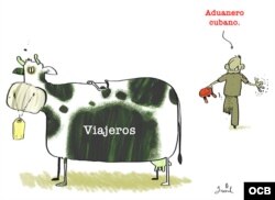 Caricatura Aduana en Cuba