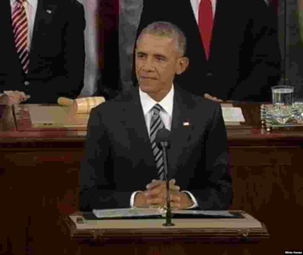 El presidente Obama durante su último discurso del Estado de la Unión.