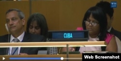 Delegación cubana en la ONU presente en el plenario durante el discurso de Trump