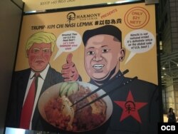 La comida en Singapur adopta la temática de la Cumbre Trump-Kim. Foto Alvaro Alba