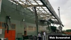 Tomenta provoca daños en Aeropuerto Internacional Abel Santamaria Santa Clara. Foto Perfil Facebook Juan Ariel Toledo Guerra