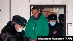 Alexei Navalny en la estación policial de Khimki, el 18 de enero de 2021. (Alexander Nemenov/AFP).