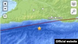 La estrella marca el epicentro del sismo de 4,2 grados que fue perceptible en la costa sur del oriente de Cuba (USGS).