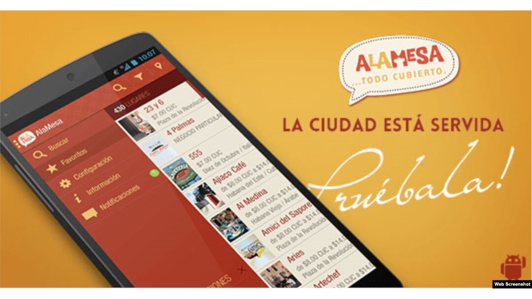 La aplicación para móvil de la guía de restaurantes cubanos Alamesa.