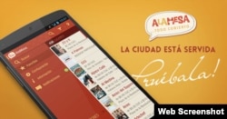 Publicidad de la aplicación para móvil de la guía de restaurantes cubanos Alamesa.
