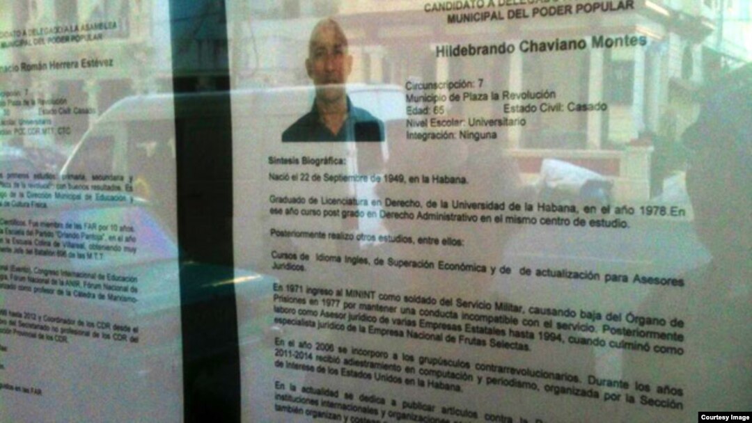 Candidato a delegado del Poder Popular, Hildebrando Chaviano.