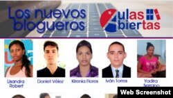 Bolgueros cubanos en el sitio web Aulas Abiertas, Perú.