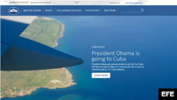 El sitio web de la Casa Blanca cambió su entorno para resaltar la visita de Obama a Cuba. 