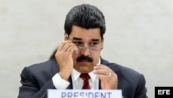 El presidente de Venezuela, Nicolás Maduro, durante su intervención en el Consejo de Derechos Humanos de la ONU. EFE