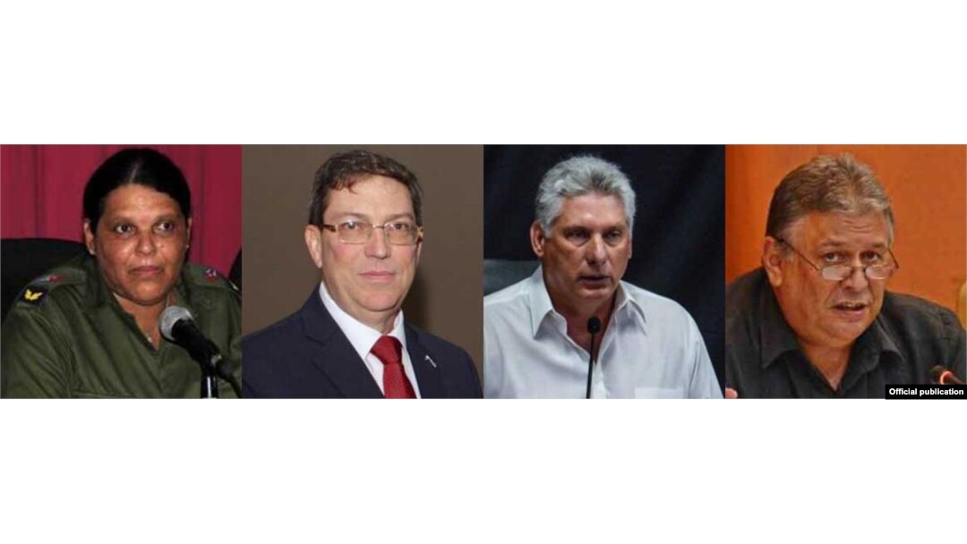 De izq. a der. Mercedes López Acea, Bruno Rodríguez, Miguel Díaz-Canel y Marino Murillo.