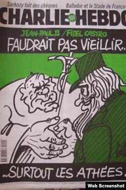 Portada de "Charlie Hebdo" en la que aparecía Fidel Castro y el papa Juan Pablo II.
