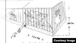 Uno de los dibujos en los que el exprisionero Kim Kwang-il relató a la comisión de investigación de la ONU las torturas y las condiciones de vida en los campos de trabajos norcoreanos.