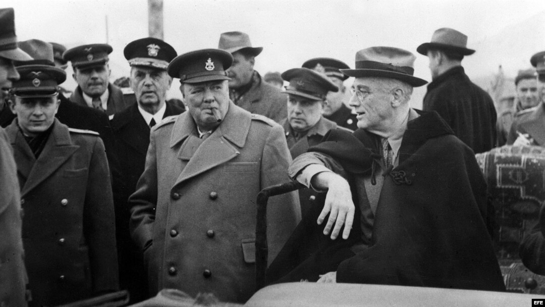 Churchill y Roosevelt en la Conferencia de Yalta.