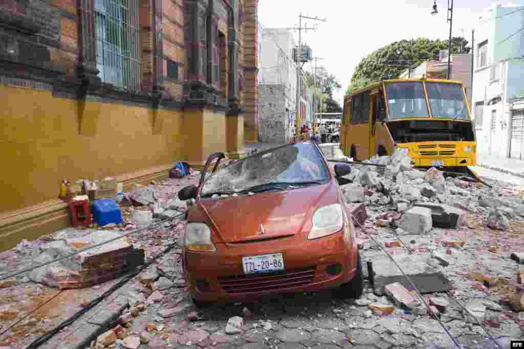 Vista de daños en la ciudad de Puebla.