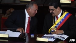 Nicolás Maduro y Diosdado Cabello el 24 de enero de 2019. 
