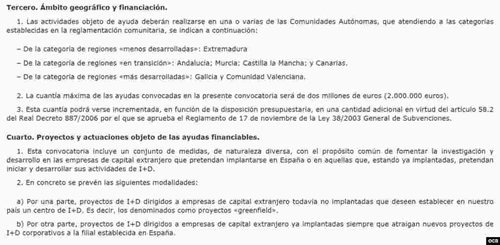 Ministerio de Economía y Competitividad (para empresas extranjeras en España, financiación)
