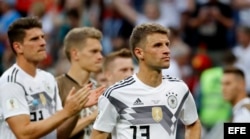 La expresión de decepción de Thomas Mueller, de Alemania, tras la derrota.