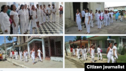 Reporta Cuba. Damas de Blanco realizan caminatas por las calles los domingos luego de asistir a misa. Foto: @ivanlibre.