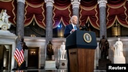 El presidente Biden durante su discurso este jueves en el Capitolio. (Greg Nash/Pool via REUTERS)