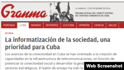 Titular del editorial de Granma sobre la informatización de Cuba.