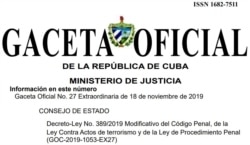 La Gaceta Oficial de Cuba con el texto del Decreto 389-2019.