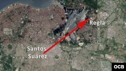 Mapa del recorrido del tornado por La Habana.