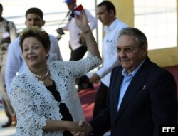 Dilma Rousseff y Raúl Castro inauguran la terminal de contenedores del Mariel, construida por Odebrecht, en enero de 2014.