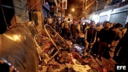 Daños causados por atentado del Estado Islámico cntra Hezbolá en Beirut, Libano.