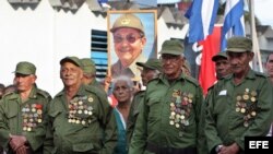 Veteranos de las Fuerzas Armadas en un acto en La Habana, Cuba