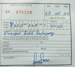 La multa aplicada a Enrique Díaz.