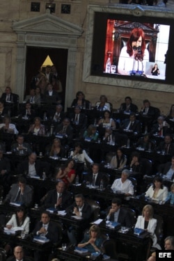 La presidenta argentina, Cristina Fernández, en el Congreso
