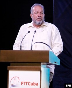 El ministro de Turismo de Cuba, Manuel Marrero, durante la XXXVI Feria Internacional de Turismo de La Habana.