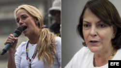 Lilian Tintori y Mitzy Capriles, esposas de los opositores Leopoldo López y Antonio Ledezma, respectivamente. Archivo. 
