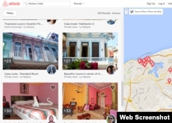 Casas particulares en Cuba que oferta la web Airbnb. Los particulares están absorbiendo parte del creciente turismo que los hoteles del Estado no pueden asimilar.