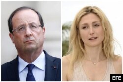 Combo de fotografías del presidente francés, François Hollande (i), en París (Francia) el 18 de agosto de 2013, y de la actriz francesa Julie Gayet, en el Festival Internacional de Cine de Cannes (Francia), el 18 de mayo de 2011.
